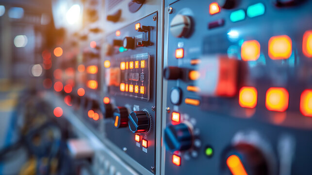 modern electricity management switchgear at power plant with digital info display