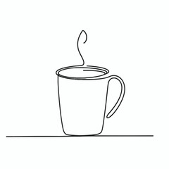 Minimalist Line Art of a Coffee Cup