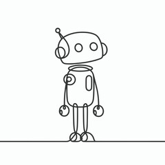 Obraz premium Minimalist Line Drawing of a Robot