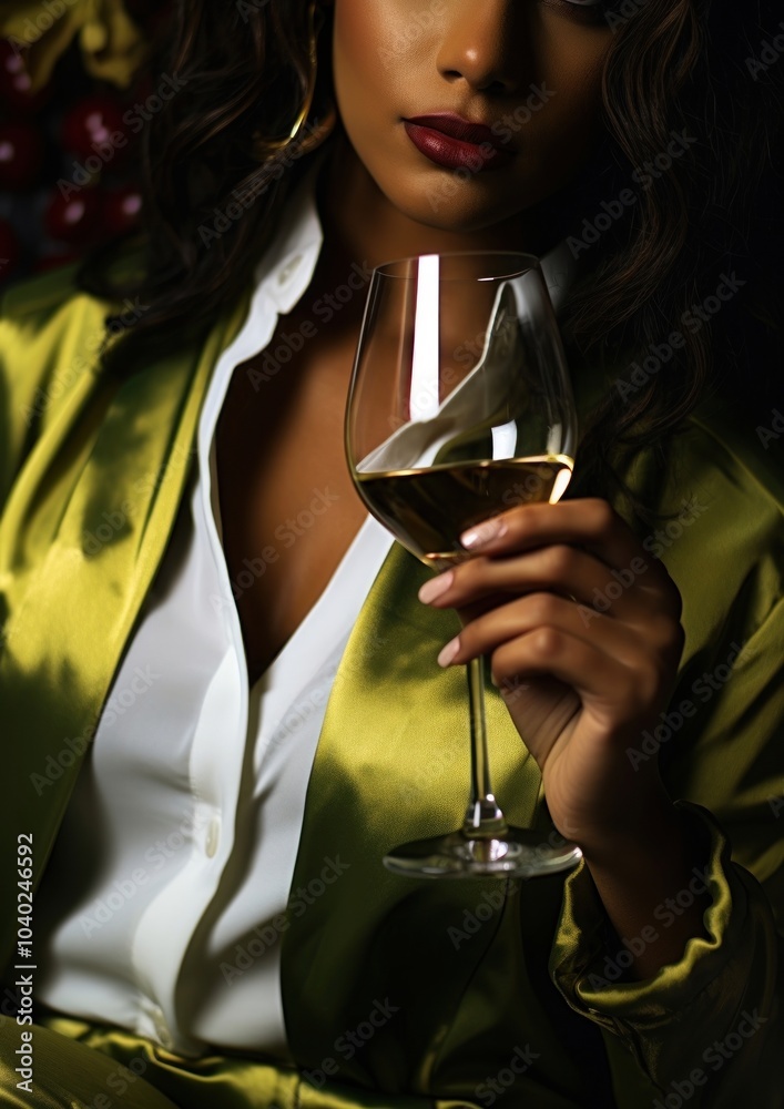 Canvas Prints Female with wine drink glass adult.