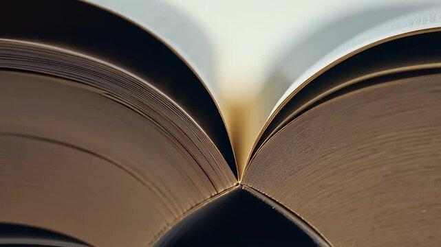A close-up view of an open book, showcasing its pages and binding.