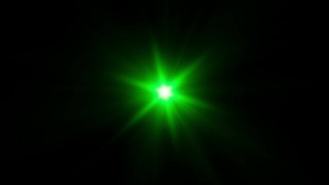 Green loop Optical lens flare realistic effect animation. Sun, heaven rays light
