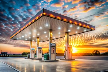 Silhouette Photography of Gas Station Elements for Vibrant Branding and Design Inspiration