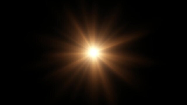 10 second loop of gold abstract light rays emanating from a center light source 