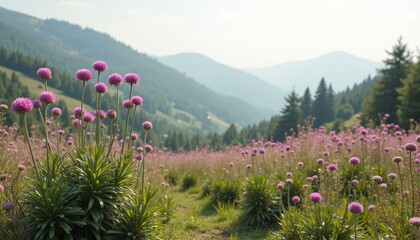 Fototapeta premium Natures vibrant palette in a mountain meadow