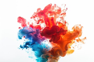 Close-up shot of colorful ink spreading out in water, great for abstract backgrounds or texture concepts