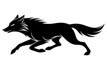 running wolf silhouette vector