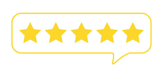 Bubble rating five stars for best excellent services rating for satisfaction. 5 star for quality customer rating feedback concept from client employee, product review. 5 golden stars vector EPS