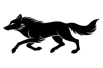 running wolf silhouette vector