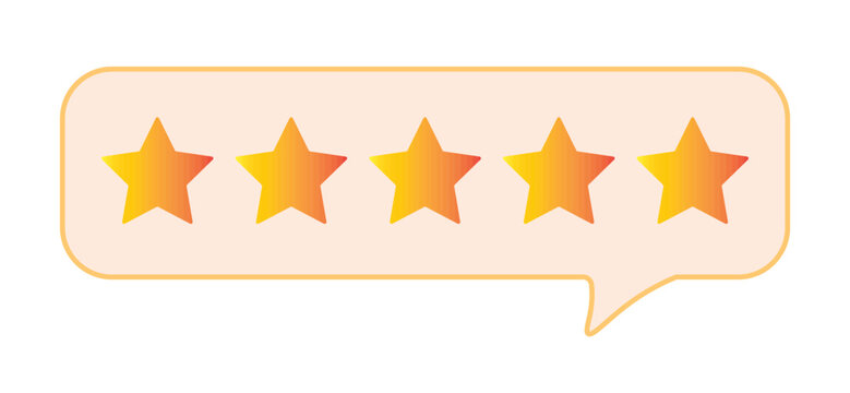 Bubble rating five stars for best excellent services rating for satisfaction. 5 star for quality customer rating feedback concept from client employee, product review. 5 golden stars vector EPS 10