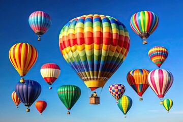 Obraz premium Aerial hot air balloons isolated on clear background