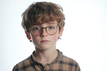Fototapeta premium A young boy wearing glasses and a plaid shirt, suitable for educational or personal use