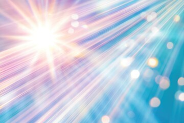 Fototapeta premium A bright sun shines brightly on a calm blue background