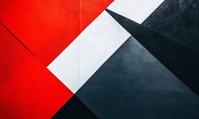Fototapeta premium bold abstract background featuring angular shapes and contrasting colors like black, white, and vibrant red,