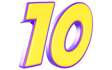 10 Number 3D Yellow And Purpale