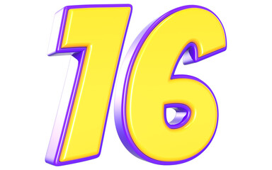 16 Number 3D Yellow And Purpale