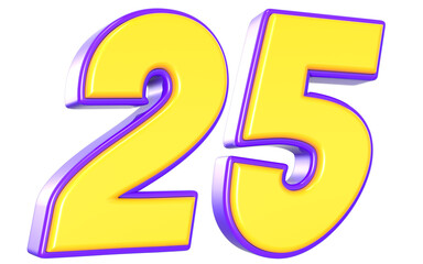 25 Number 3D Yellow And Purpale