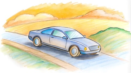 Fototapeta premium hand drawn design of modern a car runing on the road