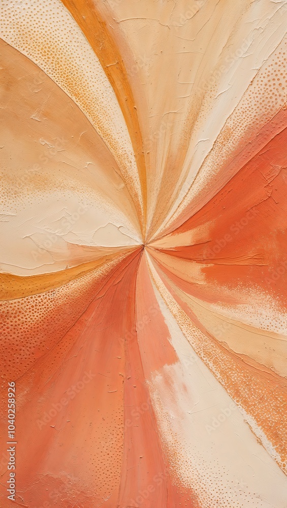 Wall mural Abstract Radial Orange and White Painting