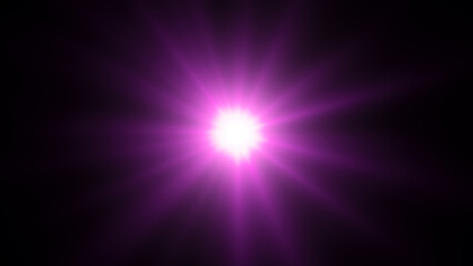 Abstract purple light burst with glowing rays and energy flare