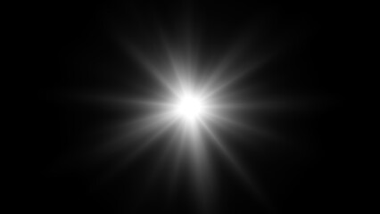 White star flare in black background.