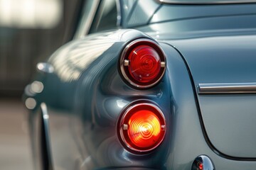 A close-up shot of a car's tail lights, suitable for use in automotive or transportation-related contexts