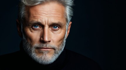 Obraz premium A man with grey hair and a white beard and blue eyes