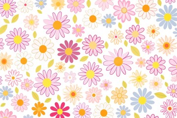 Cute pattern flowers daisy plant inflorescence.
