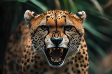 Naklejka premium Cheetah Close Up Mouth Open,