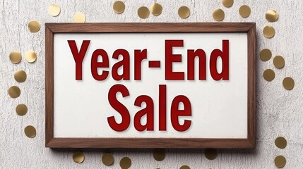 A vibrant year-end sale sign, perfect for promoting discounts and special offers during the festive shopping season.