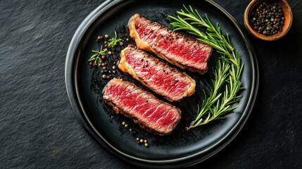 Premium A5 Wagyu beef steak, with intricate marbling and rich texture