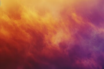 A plane flies through a cloudy sky with white puffy clouds and blue horizon