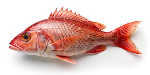 Aerial red snapper fish isolated on white background