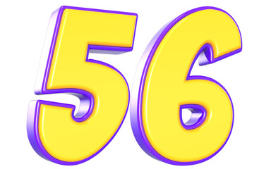 56 Number 3D Yellow And Purpale