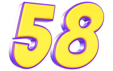 58 Number 3D Yellow And Purpale