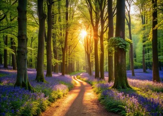 Obraz premium Spring Forest Wonderland: Bluebells in Bloom - Urban Exploration Photography