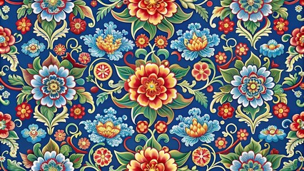 Aerial seamless Chinese cultural pattern for fabric and embroidery