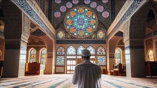 moslem man praying at mosque