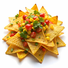 corn nachos on white background