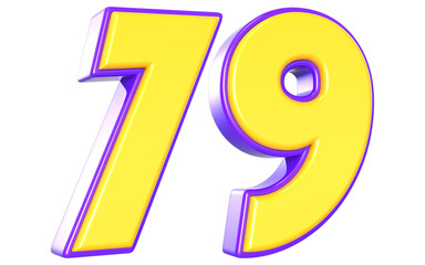 79 Number 3D Yellow And Purpale