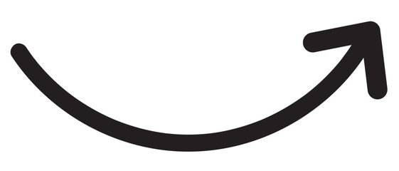 Round curl long arrow. Thin arrow curled symbol icon. Arrow swish sign.	