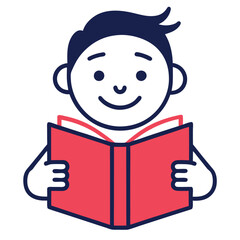 Child Reading Book Vector Illustration  Playful Education and Learning Design for Kids