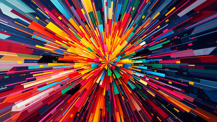 Exploding Color Burst Vivid particles radiating outward in dynamic motion