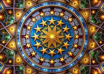 Obraz premium Star Circle and Motif Background for Architectural Design and Creative Projects