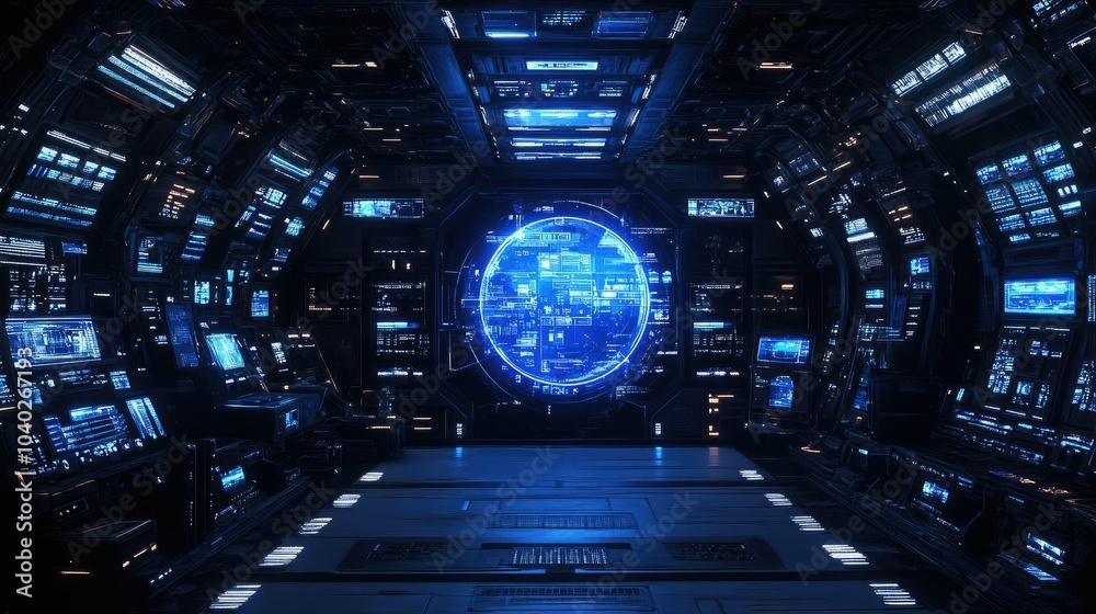 Poster floating holographic interfaces in a dark room