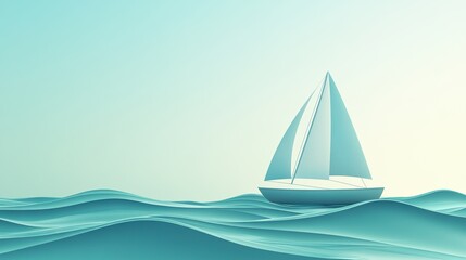 A sleek sailboat navigates gentle waves under a clear sky, capturing a moment of tranquility on the water. Generative AI