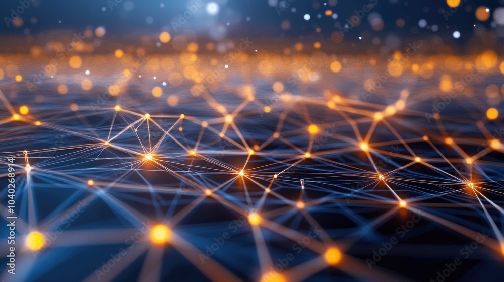 Poster digital network connections glowing in a geometric pattern
