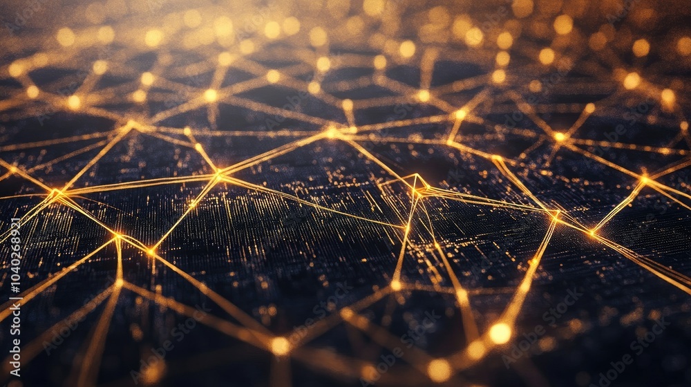 Poster digital network connections glowing in a geometric pattern