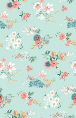 All over print design color matching illustration Nice wark Digital flower