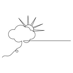 Cloud  single line art, continuous one line drawing of  Isolated outline vector icon
